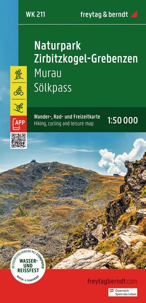 Freytag + Berndt Freytag & Berndt Wanderkarte Wk 211 Naturpark Zirbitzkogel-Grebenzen Murau - Sölkpass 1, 50.000