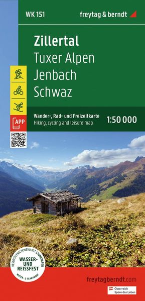 freytag & berndt Wanderkarte WK 151 Zillertal Tuxer Alpen - Jenbach - Schwaz 1:50.000