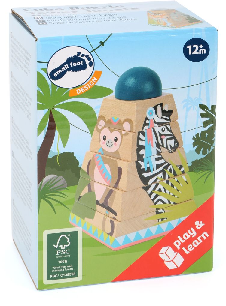 Image of Small Foot - Wooden Stacking Tower Jungle 6 pcs.