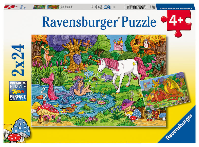Ravensburger Kinderpuzzle - Magischer Wald - 2x24 Teile Puzzle für Kinder ab 4 Jahren