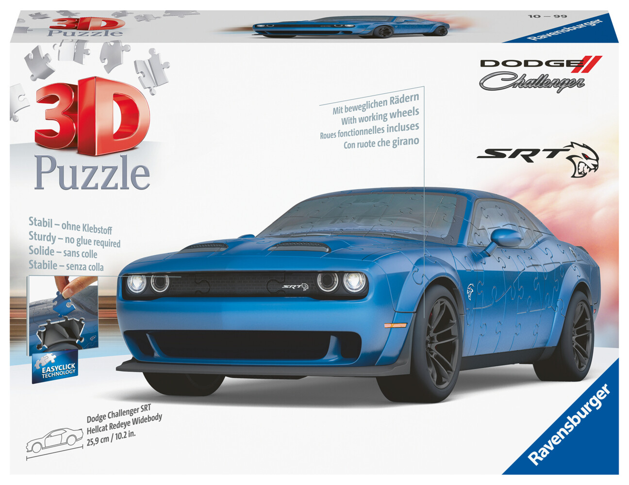 Image of 3D Puzzle 11283 - Dodge Challenger SRT Hellcat Redeye Widebody - Das stärkste Muscle Car der Welt als 3D Puzzle Auto, 108 nummerierte Kunststoff-Puzzleteile + 35 Zubehörteile