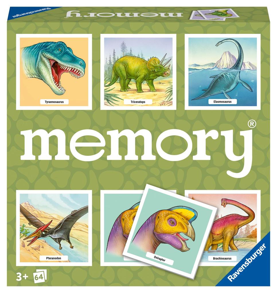 Ravensburger memory® Dinosaurier - 20924 - der Spieleklassiker für Dino-Fans Merkspiel für 2-8 Spieler ab 3 Jahren