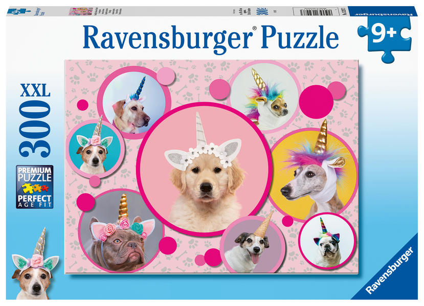 Image of Kinderpuzzle - Knuffige Einhorn-Hunde - 300 Teile Puzzle