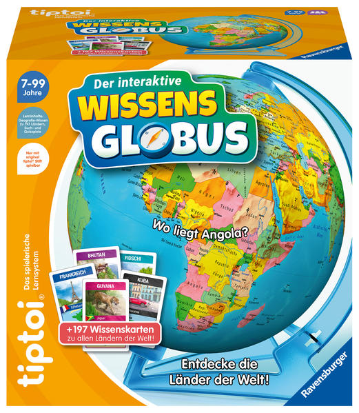 tiptoi Spiel 00107 - Der interaktive Wissens-Globus - Lern-Globus für Kinder ab 7 Jahren lehrreicher Globus für Jungen und Mädchen für 1-4 Spieler