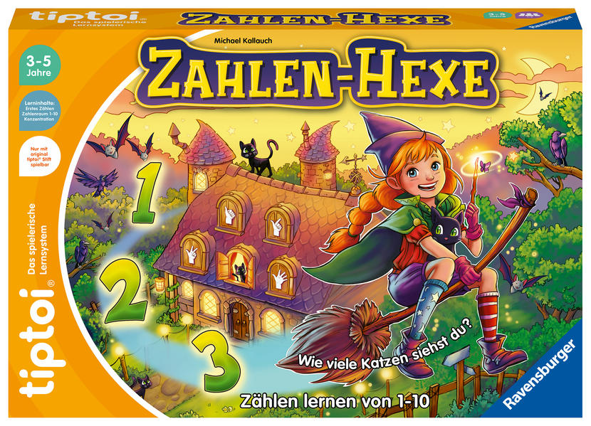 Ravensburger tiptoi Spiel 00132 Zahlen-Hexe Zählen lernen von 1 - 10 für Kinder ab 3 Jahren