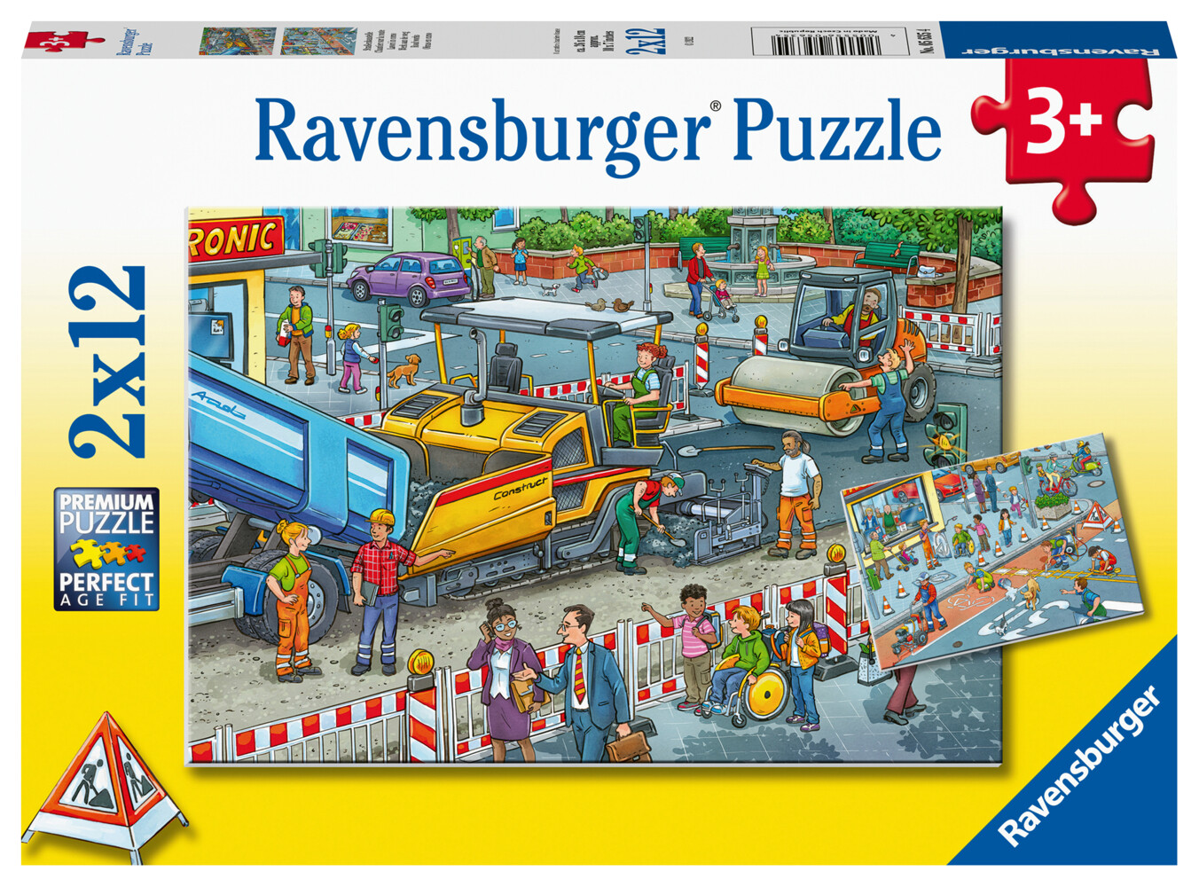 Ravensburger Kinderpuzzle - Straßenbaustelle - 2x12 Teile Puzzle für Kinder ab 3 Jahren