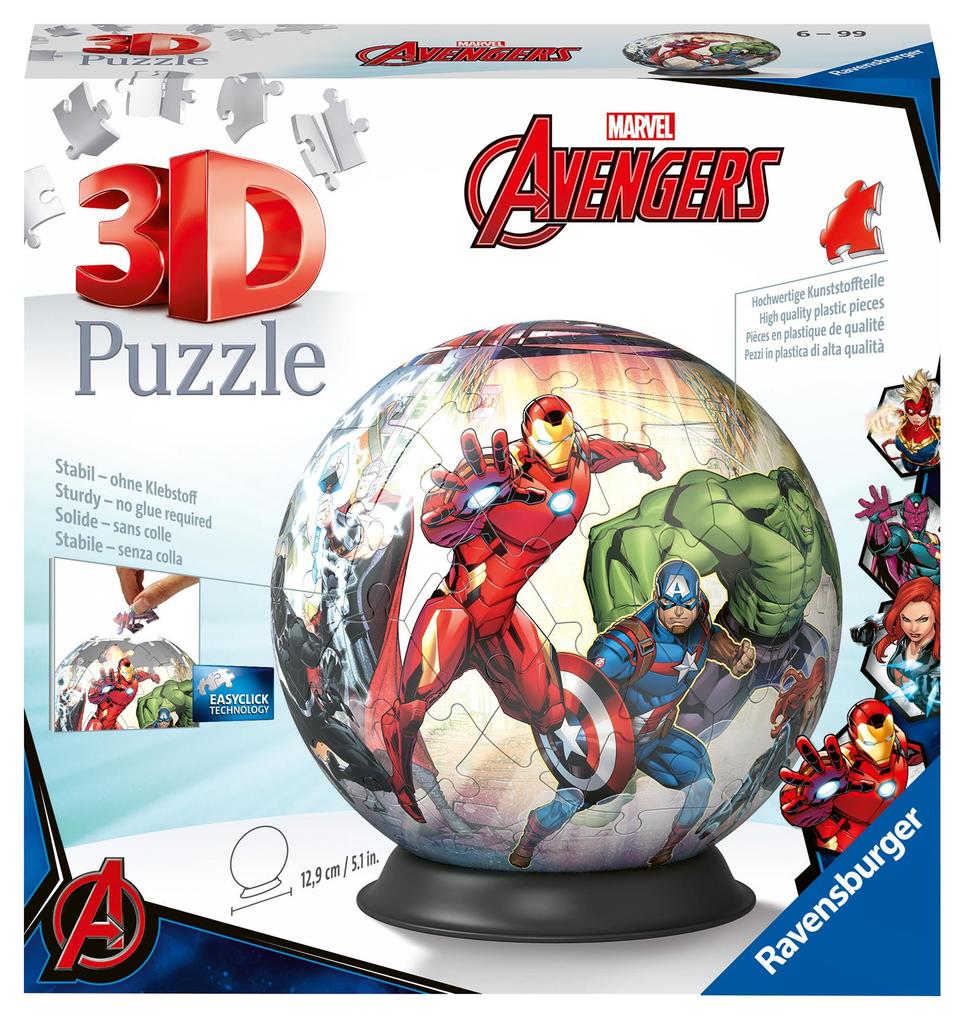 Image of 3D Puzzle 11496 - Puzzle-Ball Avengers - 72 Teile - Puzzle-Ball Superhelden und Marvel-Fans Kinder