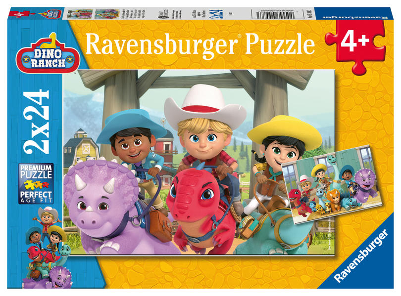 Ravensburger Kinderpuzzle 05588 - Dino Ranch Freundschaft - 2x24 Teile Dino Ranch Puzzle für Kinder ab 4 Jahren