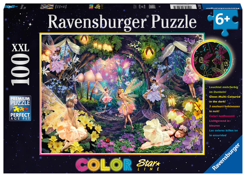 Ravensburger Kinderpuzzle - Leuchtende Waldfeen - 100 Teile Puzzle für Kinder ab 6 Jahren - Leuchtet im Dunkeln