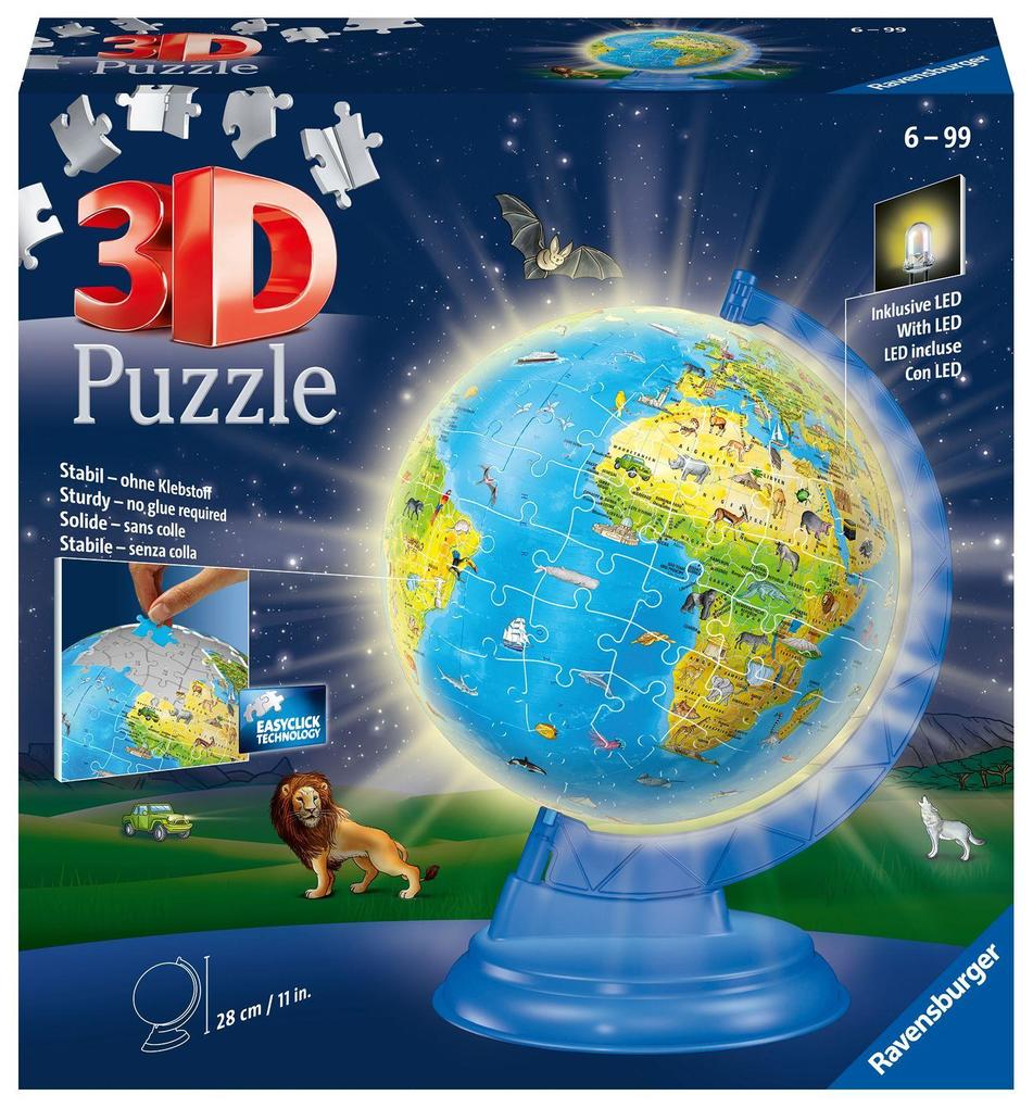 Ravensburger Puzzle Kinderglobus mit Licht 180 Teile
