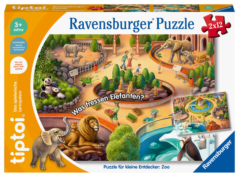 Ravensburger tiptoi Puzzle 00138 Puzzle für kleine Entdecker: Zoo Kinderpuzzle ab 3 Jahren für 1 Spieler