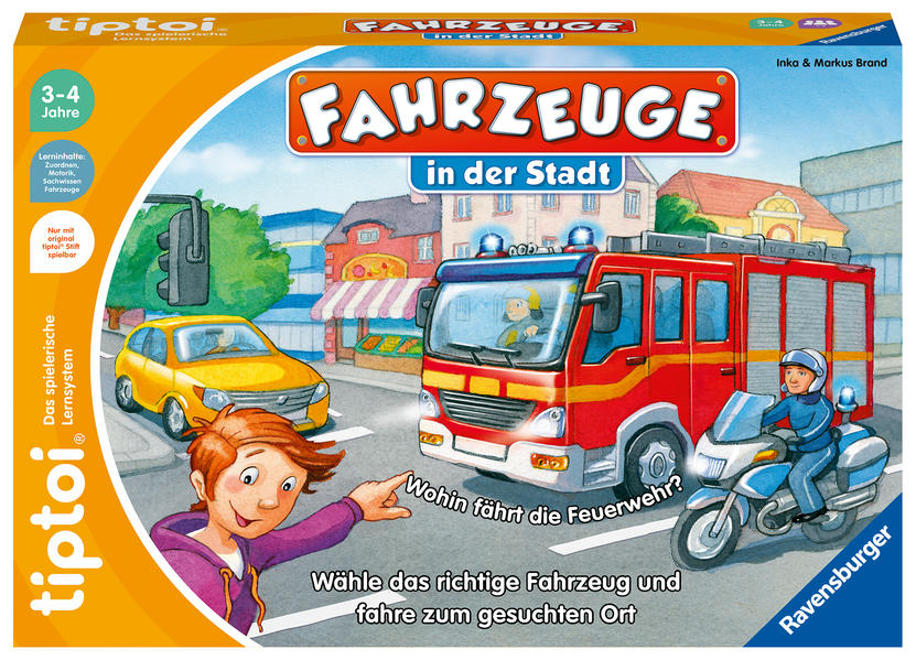 Ravensburger tiptoi Spiel 00127 Fahrzeuge in der Stadt - Lernspiel ab 3 Jahren lehrreiches Zuordnungsspiel für Jungen und Mädchen für 1-4 Spieler