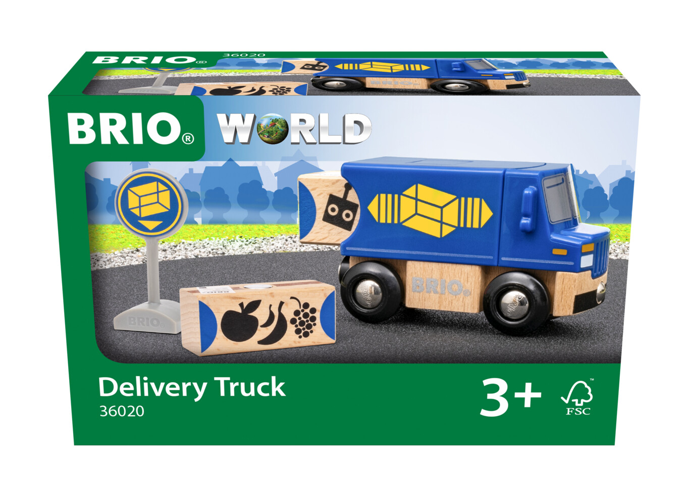 Image of BRIO World 36020 Zustell-Fahrzeug - Blauer Liefer-LKW mit zwei magnetischen Holzcontainern - Empfohlen für Kinder ab 3 Jahren und kompatibel mit den Schienen der BRIO World