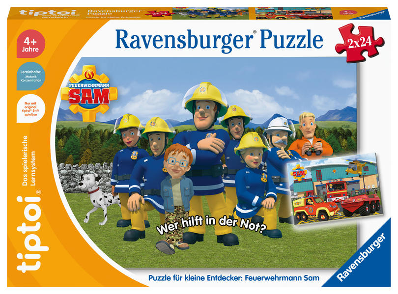 Image of Ravensburger 00139 - tiptoi® Puzzle für kleine Entdecker: Feuerwehrmann Sam, 2x24 Teile