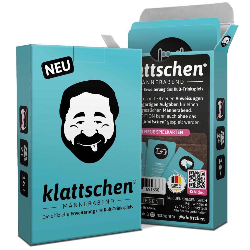 DENKRIESEN - klattschen® - Männerabend - SPIELKARTENKARTON 'Das wahrscheinlich beste Trinkspiel aller Zeiten'