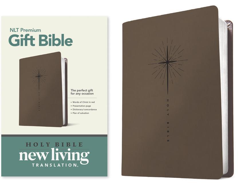 Premium Gift Bible NLT (Leatherlike Star Cross Taupe Red Letter)