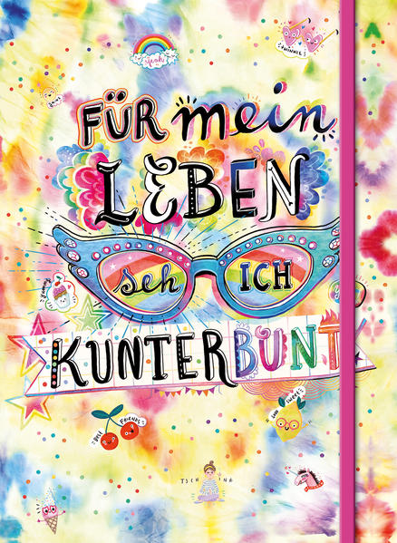 Image of Für mein Leben seh ich kunterbunt (Notizbuch No. 2 Emma Flint). DIN A5 punktkariert mit farbiger Einstecktasche Lesebändchen und Verschlussgummi