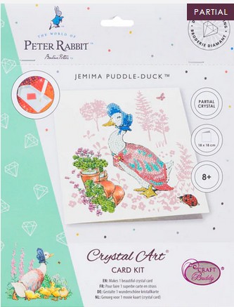 Craft Buddy CCK-PRBT01 - Crystal Art Cards Jemima Puddle-Duck Ente 18x18 cm Diamond Painting Kunstkarte