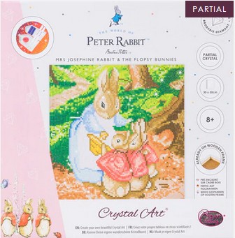 Craft Buddy CAK-PRBT32M - Crystal Art Canvas Kit Peter Rabbit Mrs Josephine Rabbit & The Flopsy Bunnies 30x30 cm Diamond Painting Keilrahmen-Set