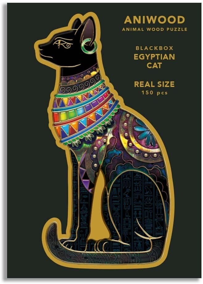 Aniwood J6108M - Animal Wood Puzzle Blackbox Egyptian Cat M Ägyptische Katze Holz-Puzzle 150 Teile