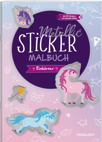 Image of Metallic-Sticker Malbuch. Einhörner