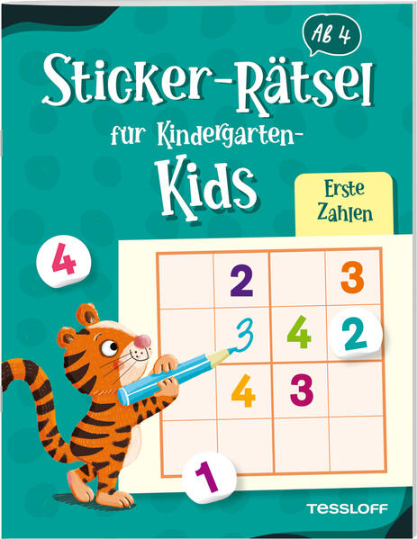 Image of Sticker-Rätsel für Kindergarten-Kids. Erste Zahlen