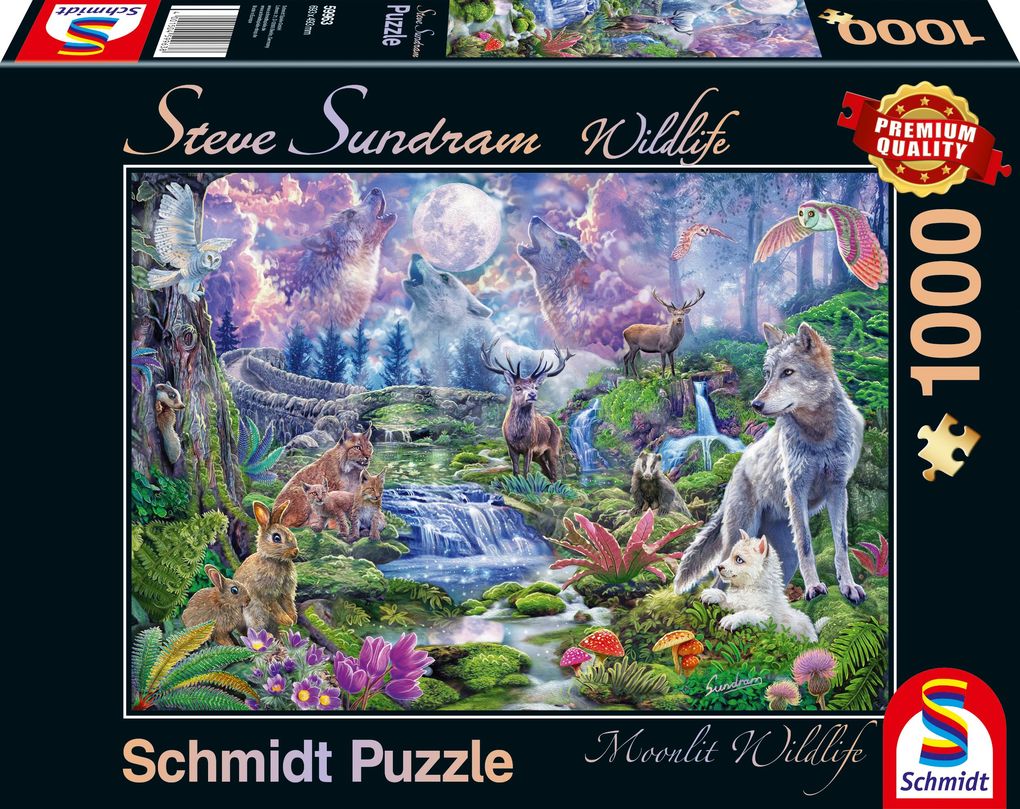 Image of Schmidt Spiele Puzzle "Wildtiere im Mondschein", Steve Sundram, 1000 Teile