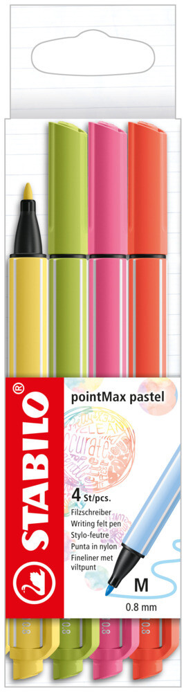 STABILO pointMax 4er Etui Pastellfarben hellgelb limettengrün rosa korallrot