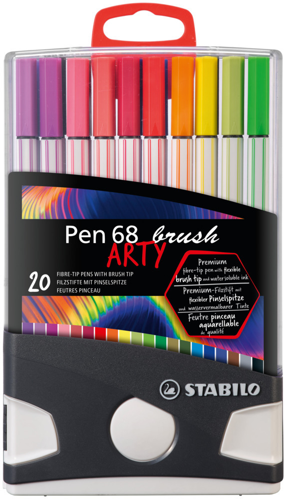 Feutres coloriage - STABILO Pen 68 brush - Arty - Mine pinceau - 20 couleurs