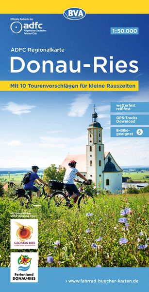 ADFC-Regionalkarte Donau-Ries 1:50.000 mit Tagestourenvorschlägen reiß- und wetterfest E-Bike-geeignet GPS-Tracks Download