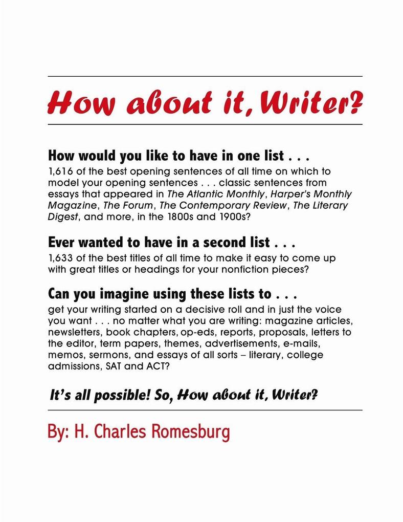 How about it Writer?