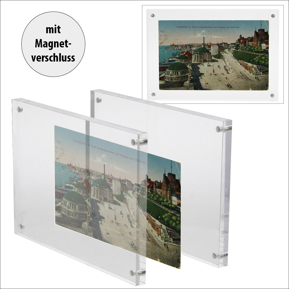 Foto- und Postkartenrahmen mit Magnetverschluß aus Acryl Format außen 165 x 115 x 2 cm