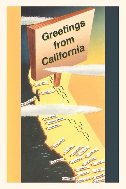 The Vintage Journal Greetings from California Cartoon Map