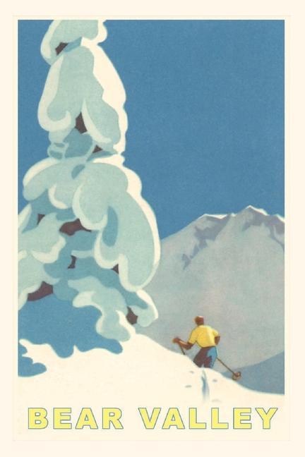 The Vintage Journal Big Snowy Pine Tree and Skier Bear Valley
