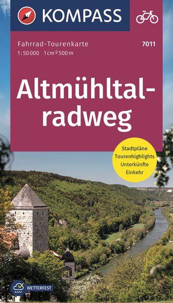 KOMPASS Fahrrad-Tourenkarte Altmühltalradweg 1:50.000/LZ 2023-2027