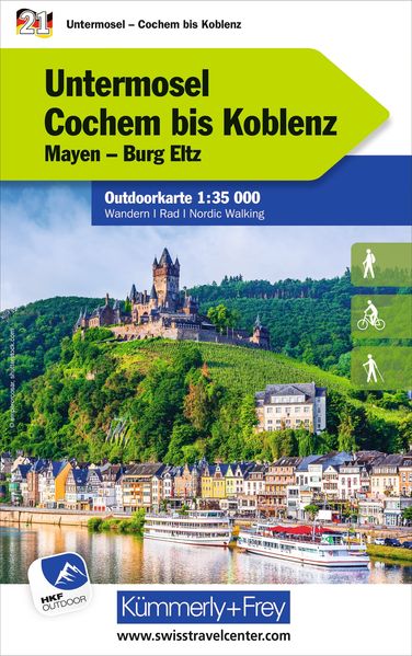 Kümmerly+Frey Outdoorkarte Deutschland 21 Untermosel Cochem bis Koblenz 1:35.000