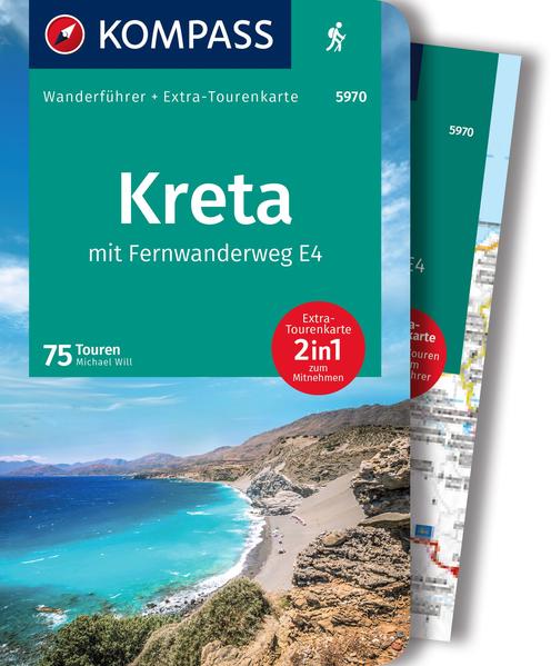 KOMPASS Wanderführer Kreta mit Weitwanderweg E4 75 Touren mit Extra-Tourenkarte