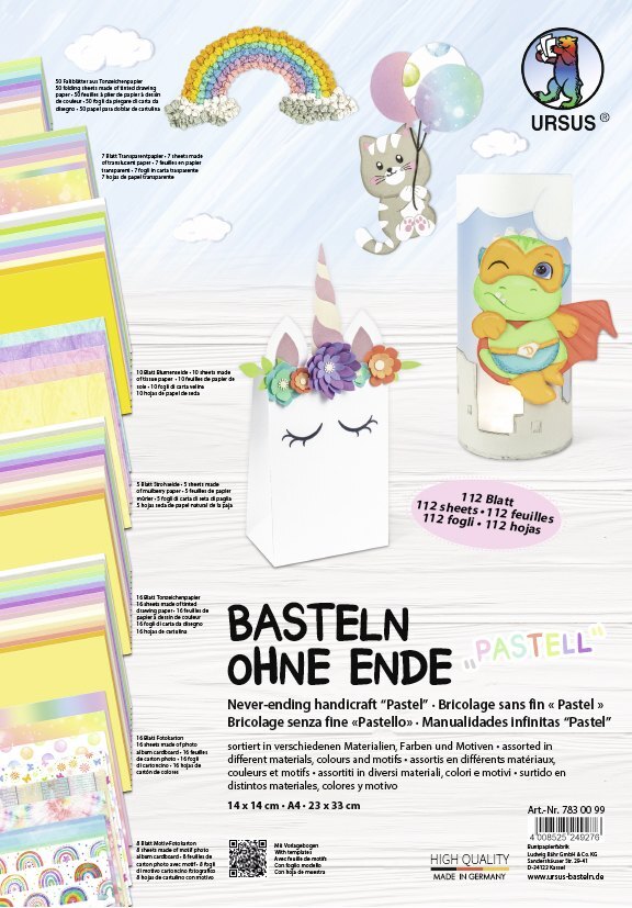 URSUS Kinderbasteln Basteln ohne Ende Pastell 112 Blatt