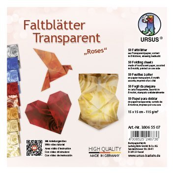 URSUS Falten Transparentpapier-Faltblätter Roses 115 g/m² 15 x 15 cm sortiert