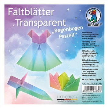 URSUS Falten Transparentpapier-Faltblätter Regenbogen Pastell 115 g/m² 15 x 15 cm sortiert