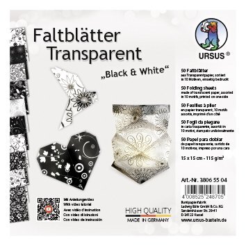 URSUS Falten Transparentpapier-Faltblätter Black & White 115 g/m² 15 x 15 cm sortiert