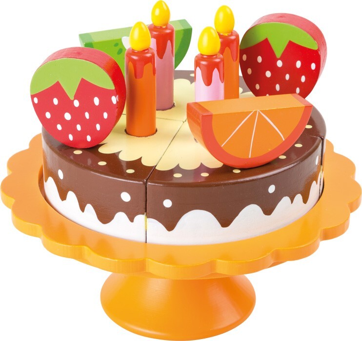 Image of Small Foot - Wooden Cut and Play Food Birthday Cak