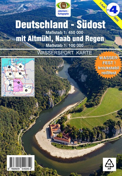 Wassersport-Wanderkarte 04. Deutschland-Südost mit Altmühl Naab und Regen für Kanu- und Rudersport