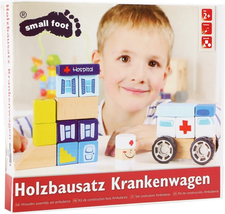 Image of small foot 10079 - Holzbausatz Krankenwagen Bausteine 23 Teile