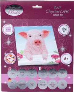Craft Buddy Cck-A100 - Crystal Art Card Kit Pig On The Fence Schwein 18x18cm Kristall-Kunstkarte Diamond Painting