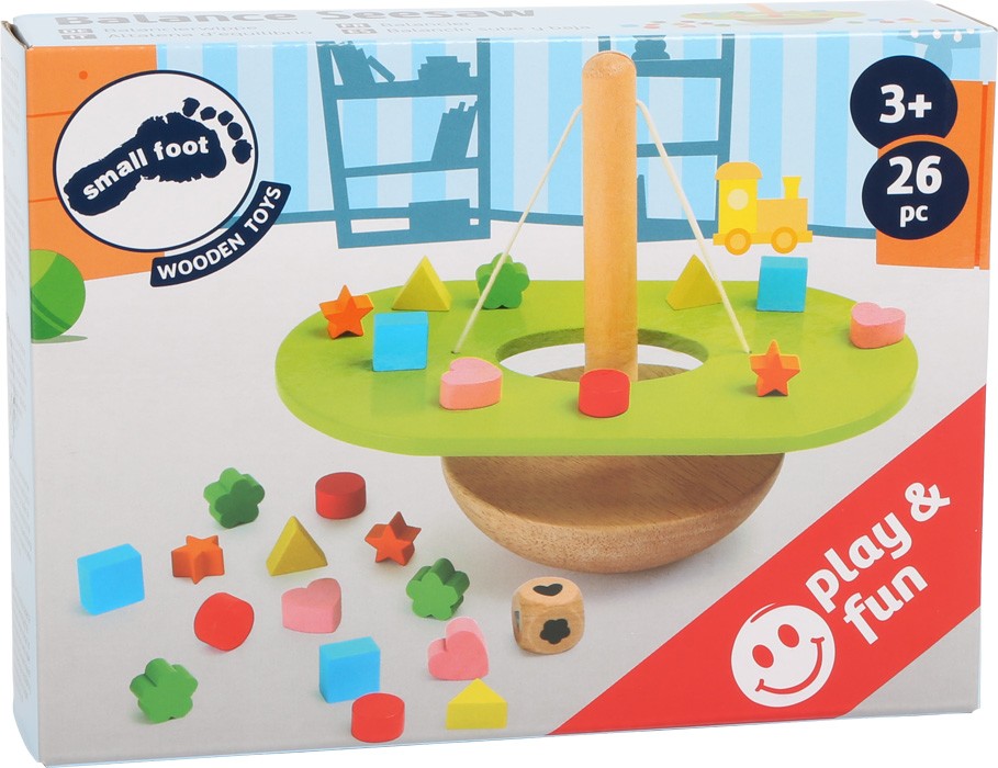 small foot 3360 - Balancierwippe Holz 26-teilig Würfelspiel Feinmotorik-Spiel