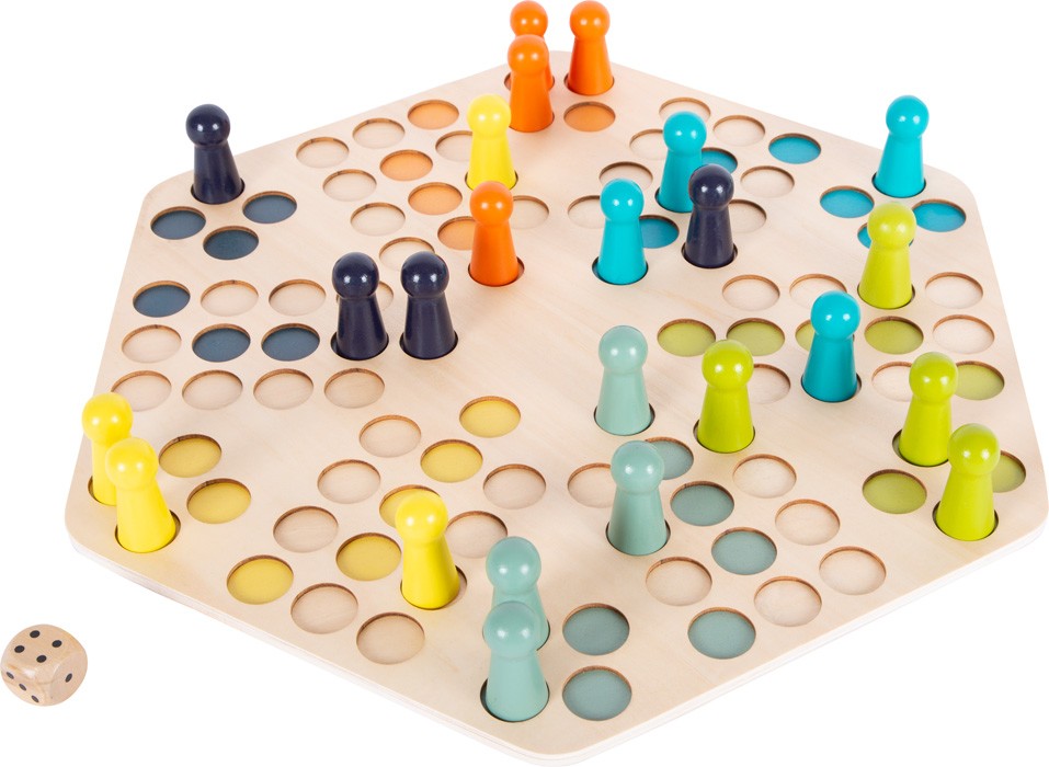 small foot 1800 - Ludo für 6 Spieler Würfelspiel Holz 48 cm