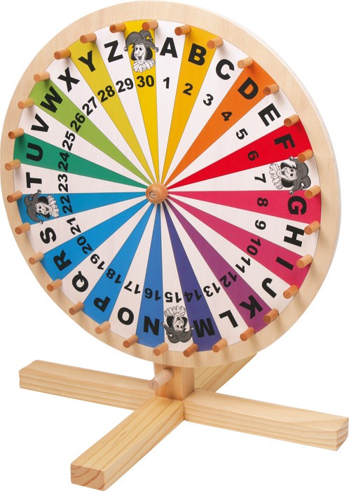 small foot 6251 - Glücksrad für Lotteriespiele Wortspiele-Zubehör Holz Höhe: 40 cm