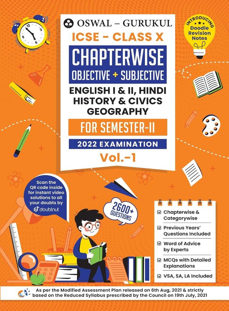 Oswal-Gurukul Chapterwise Objective + Subjective Vol I for English I English II Hindi Civics History & Geography