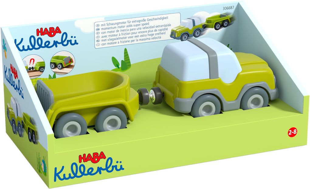 Image of HABA 306687 - Kullerbü, Geländewagen mit Anhänger für die Kullerbü-Spielbahnen